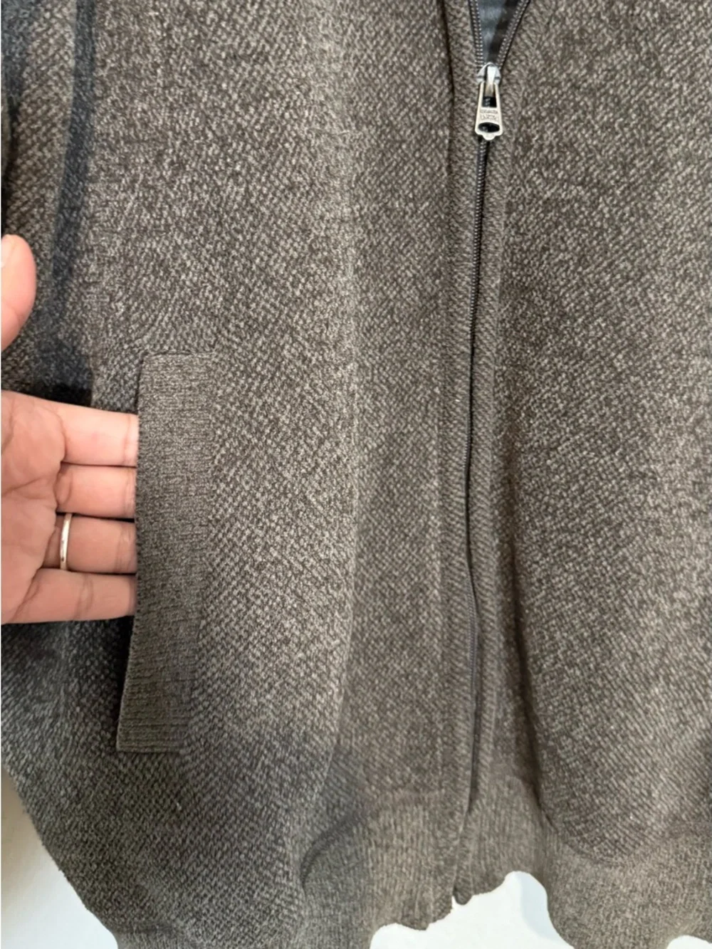 Kensington Eastside Brown Knit Full Zip Sweater Men’s Mock Neck Pockets size XL